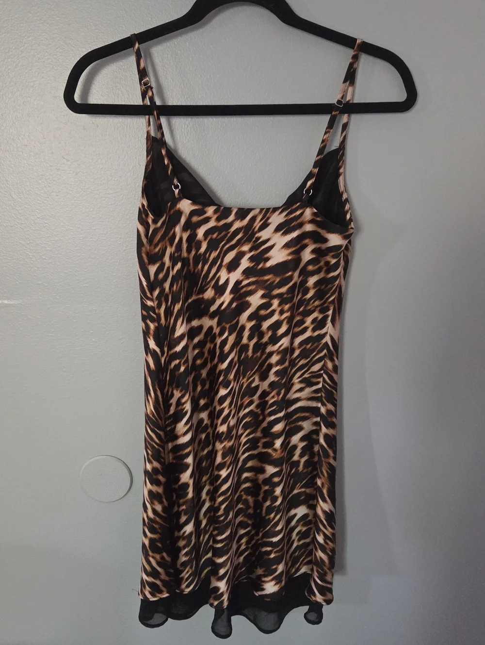 Forever 21 Womens Leopard Print Satin Slip Babydoll Mini Dress. Sz S Y2k - Picture 3 of 6